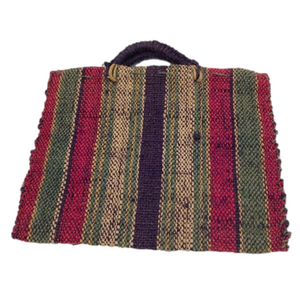 Vintage Handmade Woven Twine Burlap Briefcase Style Clutch Handbag